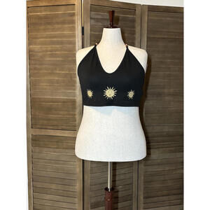 Black Sun Plus-Size Halter Crop Top